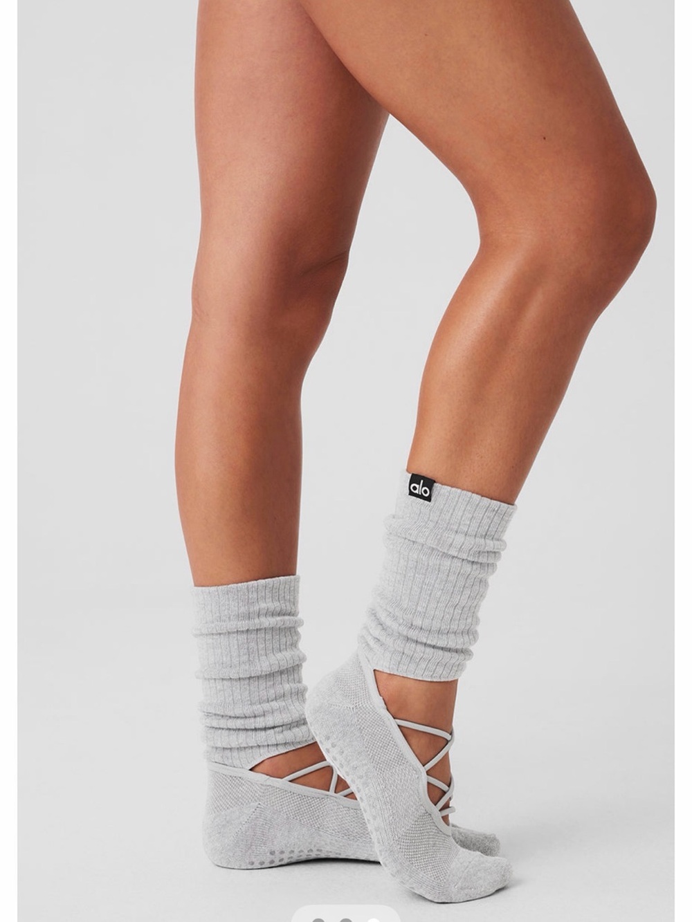 ALO Yoga Fog Gray Strappy siren grip socks